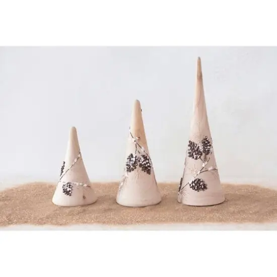 Hello Honey&reg; Hand-Painted Eucalyptus Wood Tree with Pinecone, Snow & Glitter {4}