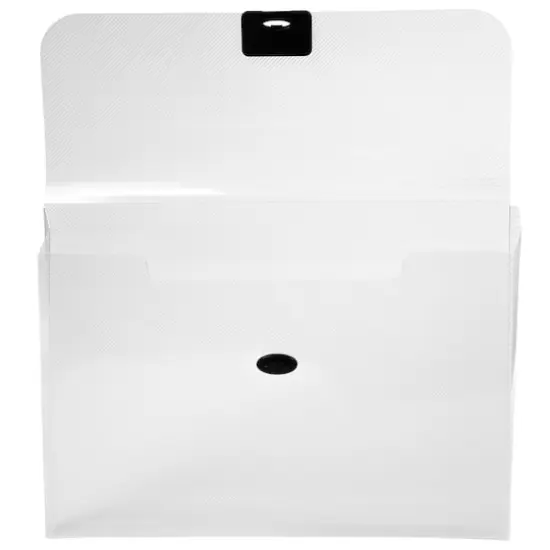 JAM Paper 9.5" x 13.25" Plastic Box Portfolio with Center Buckle Clear {4}