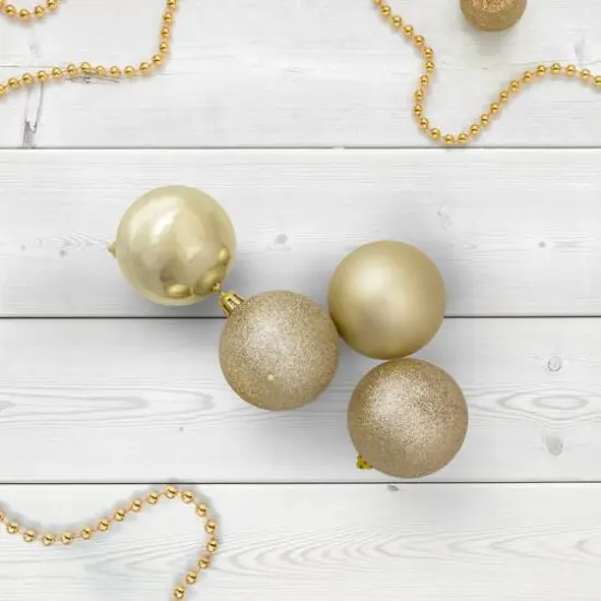 32ct. 3.25" Champagne Gold Shatterproof Ball Ornaments {3}