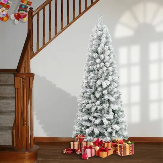 6ft. Unlit Flocked Acacia Medium Artificial Christmas Tree {3}