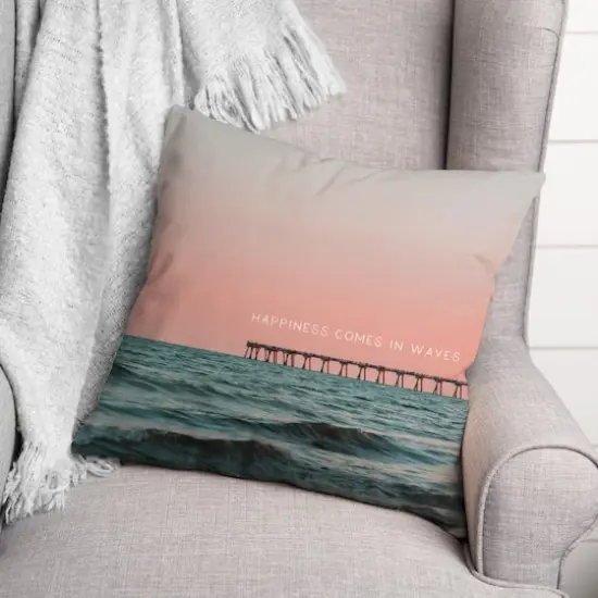 Sunset Pier Throw Pillow {3}