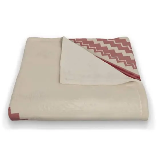 Zig Zag Cream Pink 50" x 60" Coral Fleece Blanket {3}