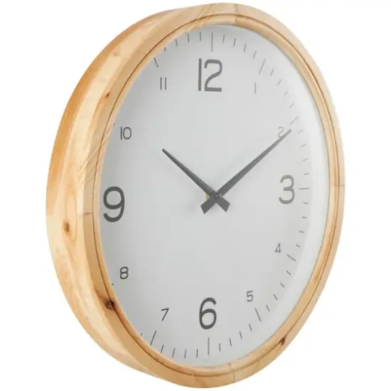 16" Light Brown Framed Wall Clock {4}