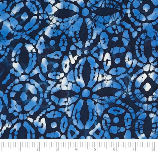 SINGER Batik Blue Ink Flowers Cotton Fabric {1}