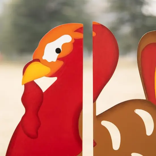 Glitzhome&reg; 41.5" Thanksgiving Metal Turkey Combo Yard Stake {4}