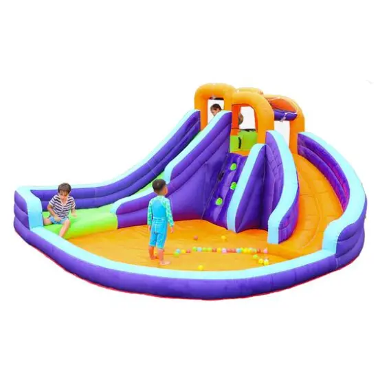 Salus Double Slide Water Park with Climbing Wall & Water Cannon {4}