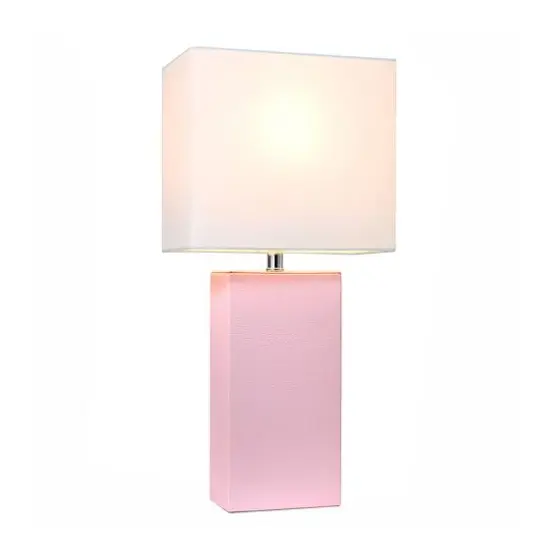Lalia Home Lexington 21" Leather Home D&eacute;cor Table Lamp Blush Pink {3}