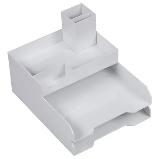 JAM Paper White Stackable Deluxe Desktop Organizer Set {1}