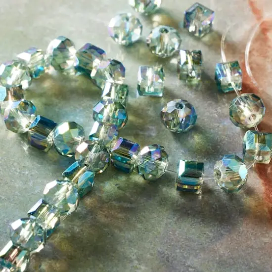 Green Mix Cube & Rondelle Glass Beads, 8mm by Bead Landing&trade; {3}