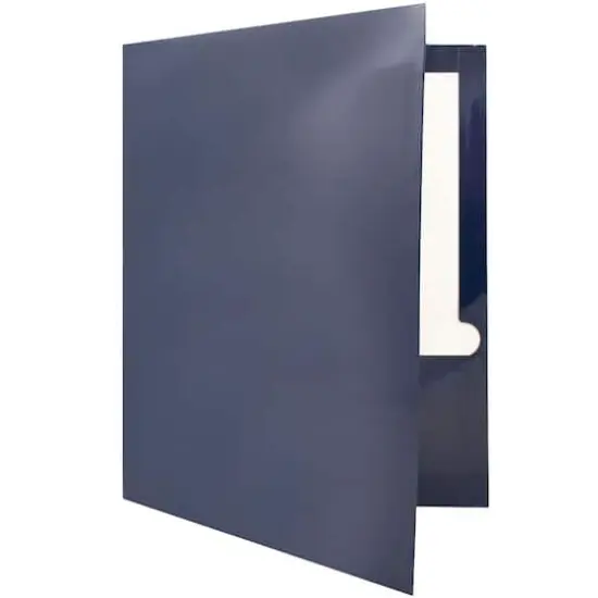 JAM Paper Laminated 2-Pocket Glossy Folders, 6ct. Navy Blue {6}