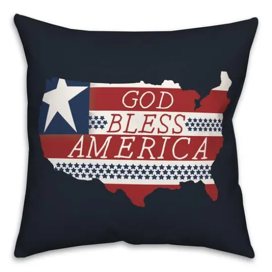 God Bless America Map Outline Throw Pillow {1}