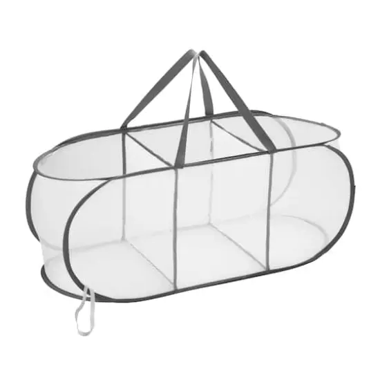 Laundry 360 Gray 3-Compartment Pop-Up Laundry Sorting Hamper with Carrying Handles {11}