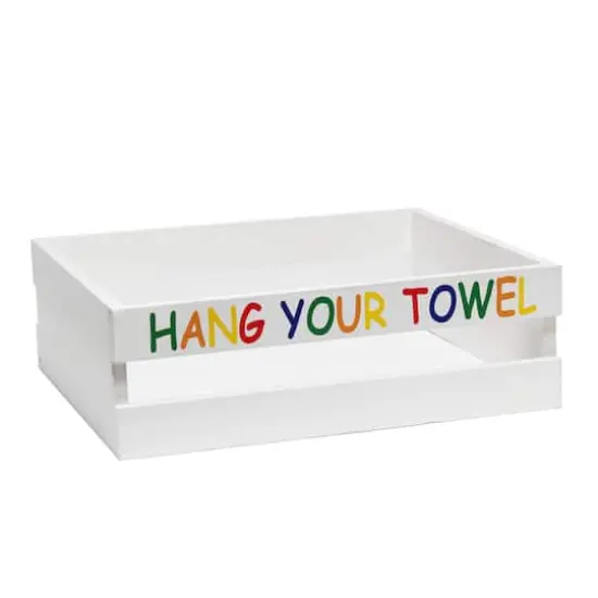 Elegant Designs Small White Wash Kids Towel Holder, Frame & Toilet Paper Holder Set {7}