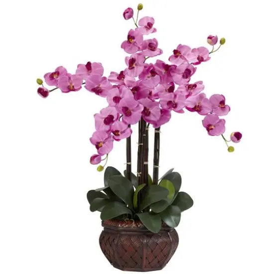 2.5ft. Moth Orchid Silk Flower Arrangement in Decorative Vase Dark Pink {2}