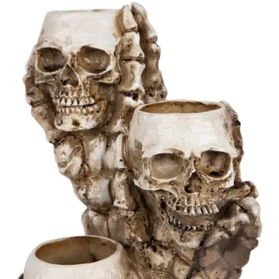 12" Triple Skulls Halloween Tea Light Candle Holder {7}