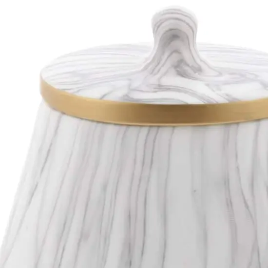 10" White Stoneware Contemporary Decorative Jar {7}