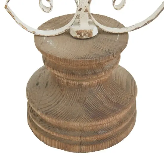 29" White Iron French Country Cross Sculpture {4}