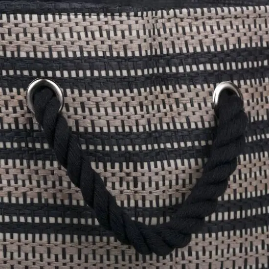 DII&reg; Large Stone Basketweave & Black Stripe Rectangle Paper Basket {3}