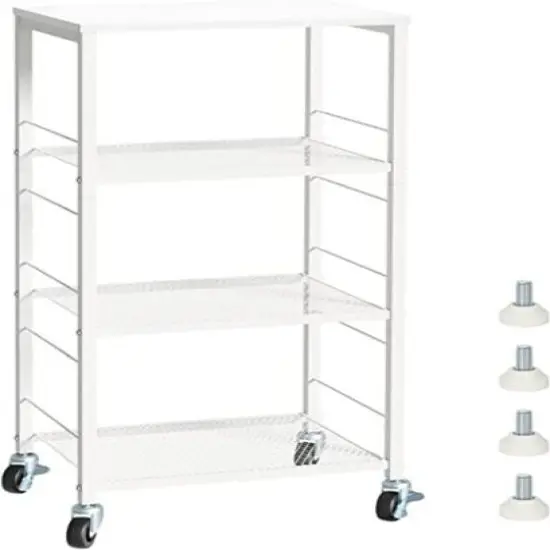 White Kitchen Storage 4-Tier Rolling Utility Cart {1}