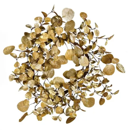 22" Gold Eucalyptus Christmas Wreath {1}