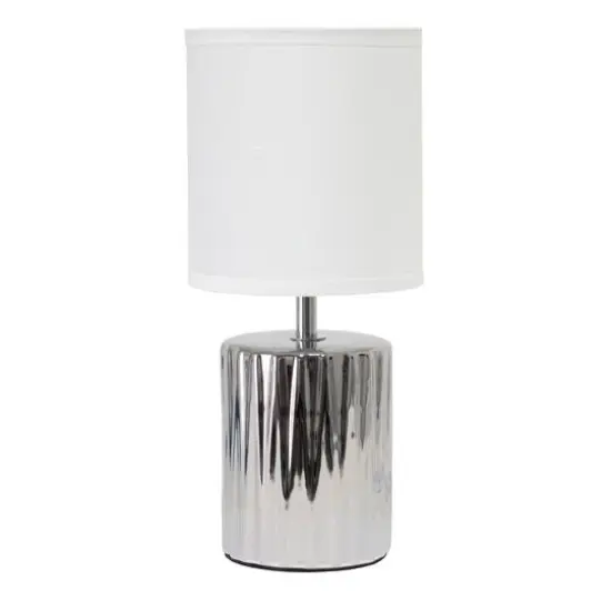 Simple Designs 11.5" Ruffled Metallic Chrome Capsule Table Lamp {1}