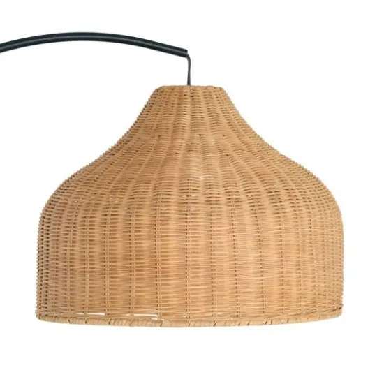 Hello Honey® Modern Boho Floor Lamp with Marble Base & Rattan Shade Black/Natural {8}