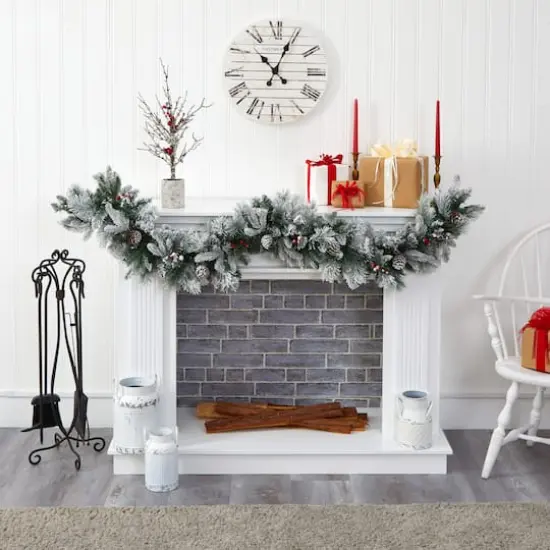 6ft. Pre-Lit Flocked Mixed Pine Artificial Christmas Garland with LED Lights {6}