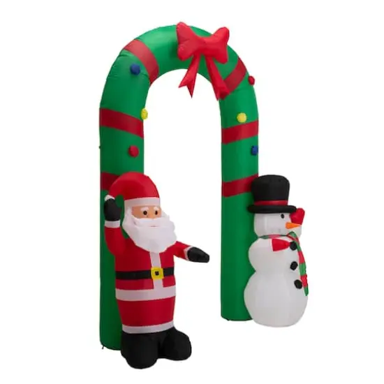 Glitzhome&reg; 8ft. Inflatable Santa Snowman Gate Arch {5}