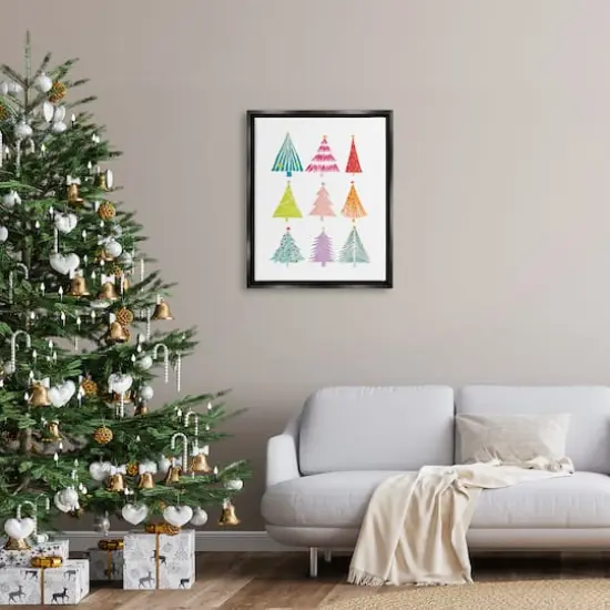 Stupell Industries Varied Fun Christmas Trees Framed Floater Canvas Wall Art Black {3}