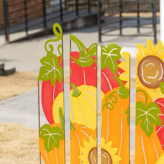 Glitzhome&reg; 41.75" Fall Metal Pumpkin Patch Combo Yard Stake {5}