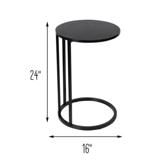 Honey Can Do Black Round C End Table {10}