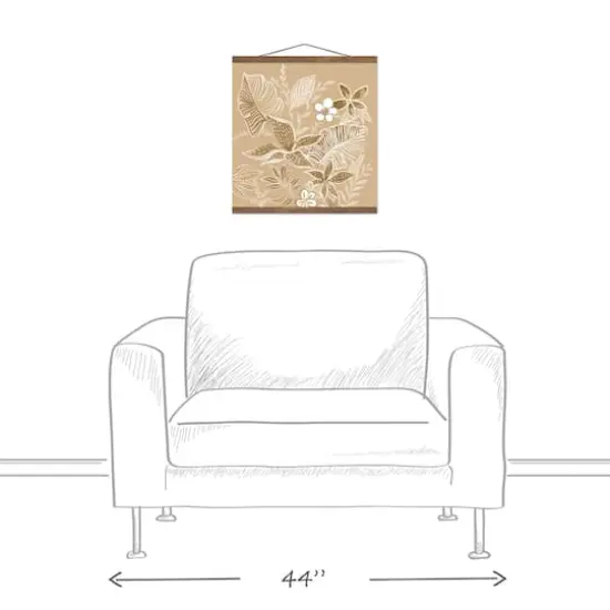Neutral Tropical Flowers Teak Hanging Canvas {4}