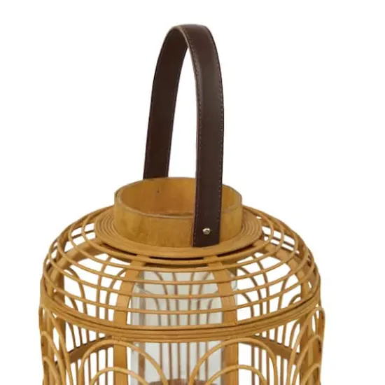 15" Tan Bohemian Bamboo Lantern {4}