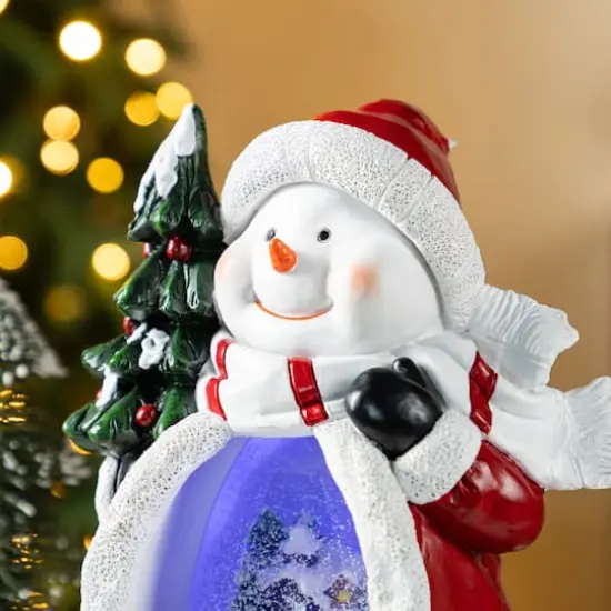 Glitzhome® 100mm Christmas Resin Lighted Snowflakes Snowman Waterglobe {5}