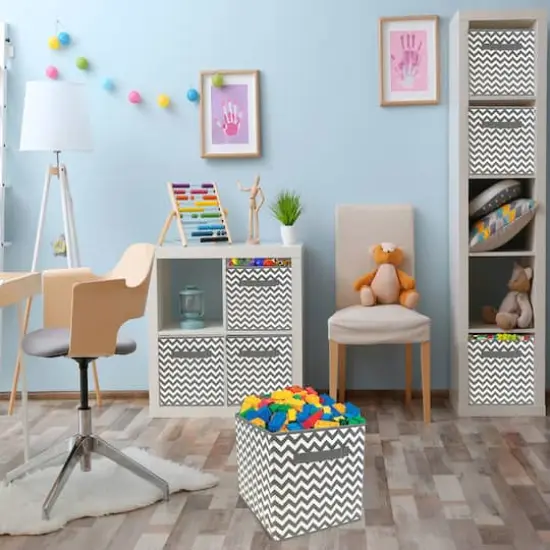 Sorbus 11" Chevron Gray Foldable Storage Cubes, 6ct. {5}