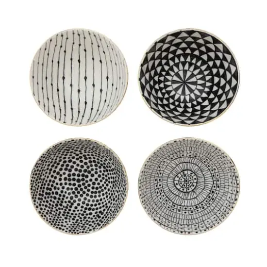 Hello Honey&reg; 5" White & Black Patterned Bowl Set {4}