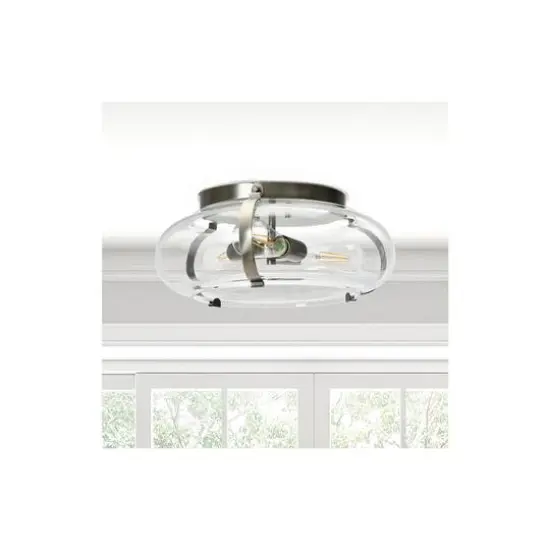 Hello Honey&reg; Robert Stevenson Lighting Alston 16" Antique Nickel Glass & Metal Flush Mount Ceiling Light {5}