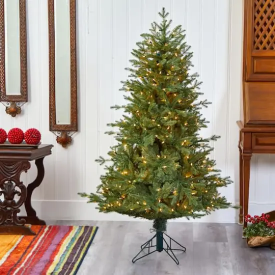 5ft. Pre-Lit New Hampshire Spruce Artificial Christmas Tree, Warm White LED Lights {7}