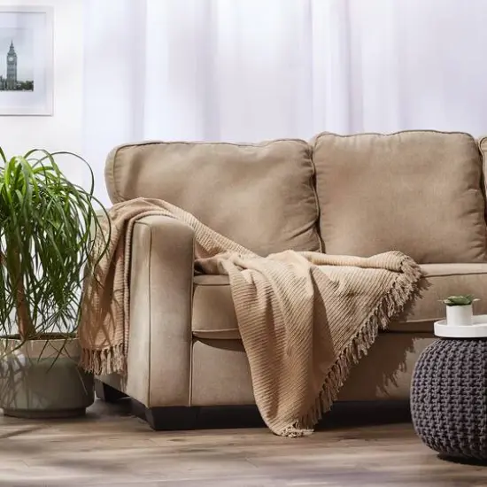 DII&reg; Vintage Linen Solid Ribbed Throw {9}