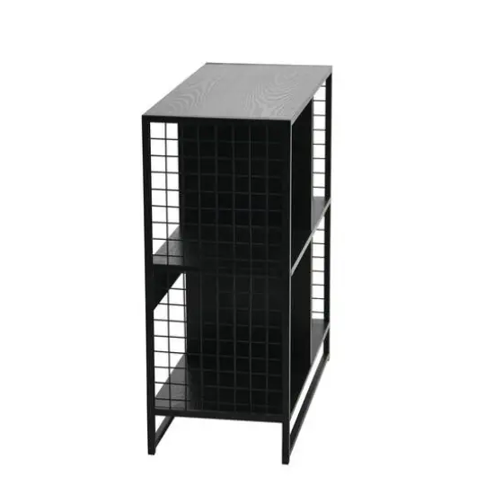 Household Essentials 28" 4-Compartment Trellis Storage Bookshelf Black {7}