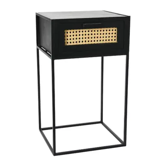 Hello Honey&reg; 22" Black Cane & Mango Wood End Table {1}