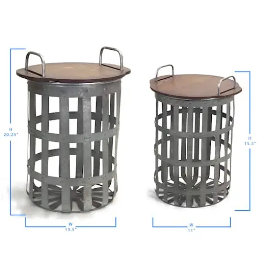 Metal and Wood Side Tables Set {4}