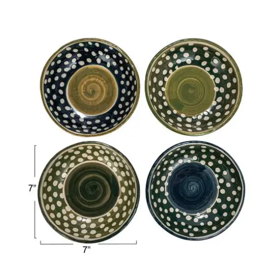 Hello Honey&reg; 7" Polka Dot & Swirl Stoneware Bowl, 12ct. {4}