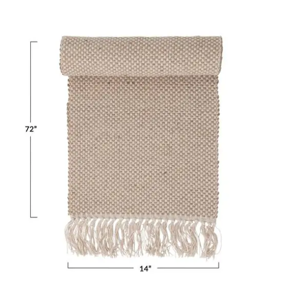 Hello Honey® 72" Natural Woven Jute & Cotton Table Runner with Fringe {1}