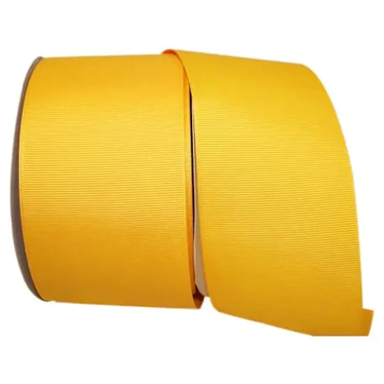 JAM Paper 3" Grosgrain Texture Wired Ribbon Yellow Gold {1}