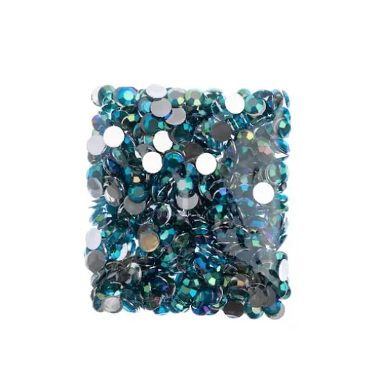 John Bead Acrylic Round Flat Back Rhinestones, 10mm Turquoise AB {4}