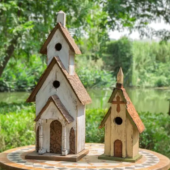 Glitzhome&reg; 23.62" Extra-Large Rustic Wooden Birdhouse {6}