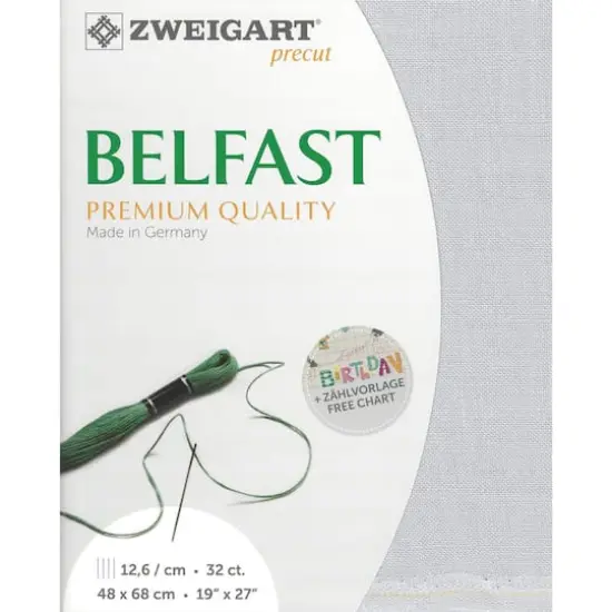 Zweigart® Precut Belfast 32 Count Canvas, 19" x 27" Pearl Gray {1}