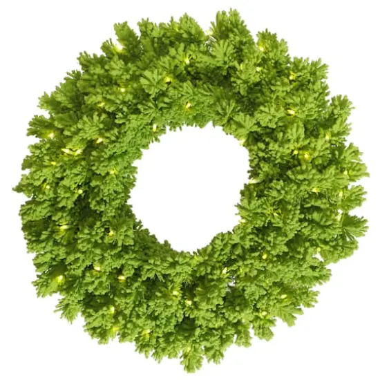 30" Pre-Lit Flocked Lime Fir Artificial Christmas Wreath, Lime Dura-Lit LED Lights {1}