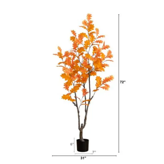 6ft. Orange Oak Artificial Potted Potted Tree {9}